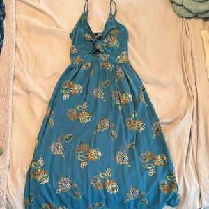 Angie Teal Floral Midi Dress